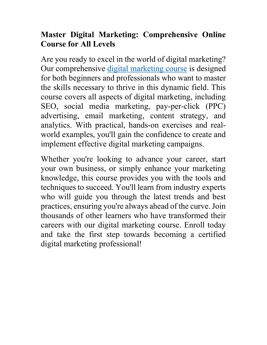 master digital marketing comprehensive online l.w