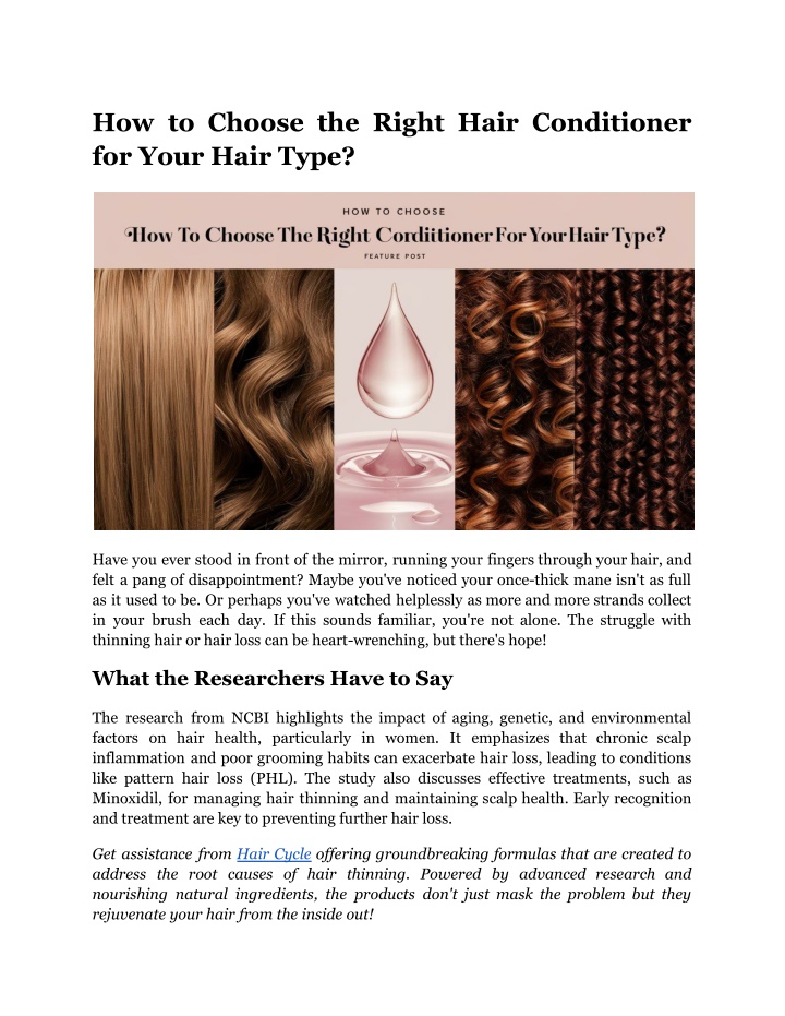how to choose the right hair conditioner for your n.w
