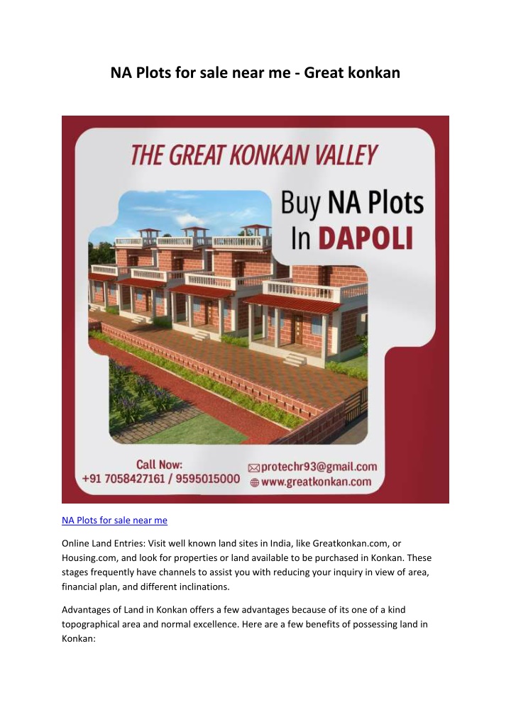 na plots for sale near me great konkan n.w