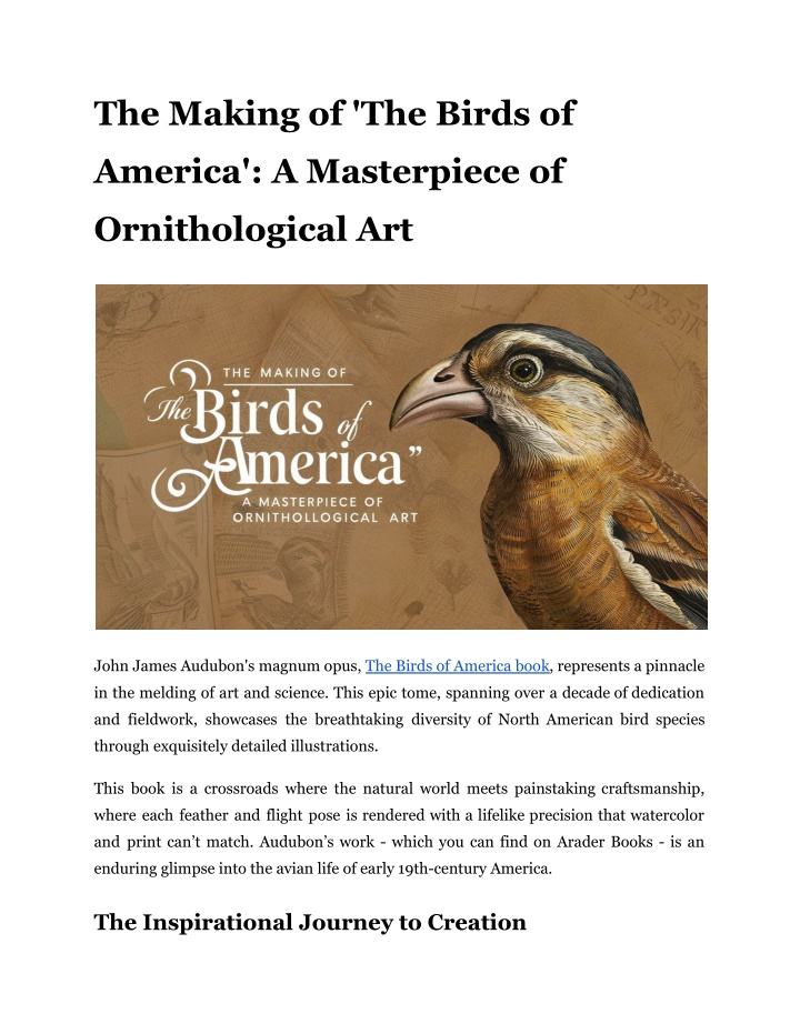 the making of the birds of n.w