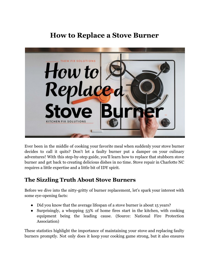 how to replace a stove burner n.w