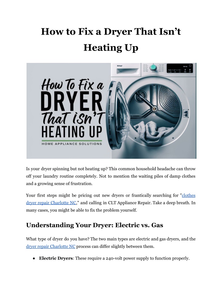how to fix a dryer that isn t n.w