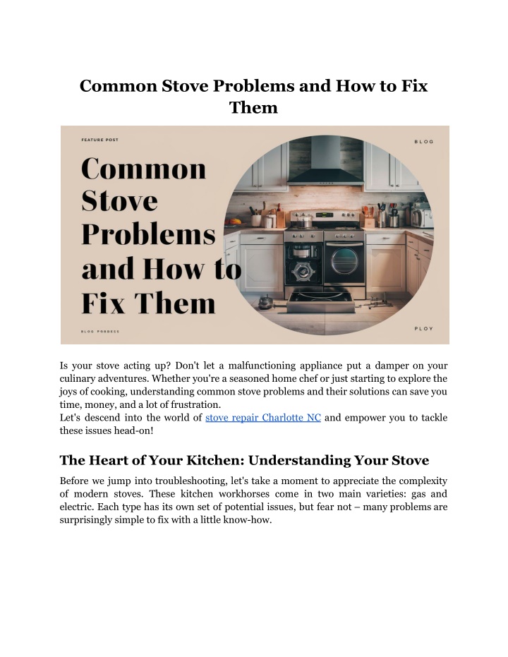 common stove problems and how to fix them n.w