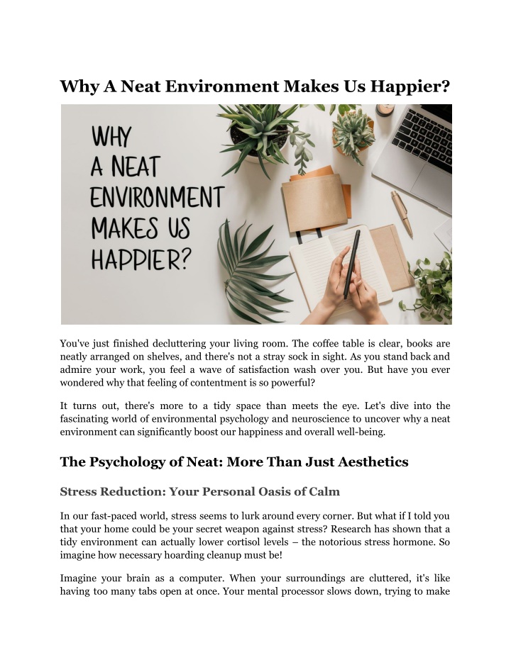 why a neat environment makes us happier n.w