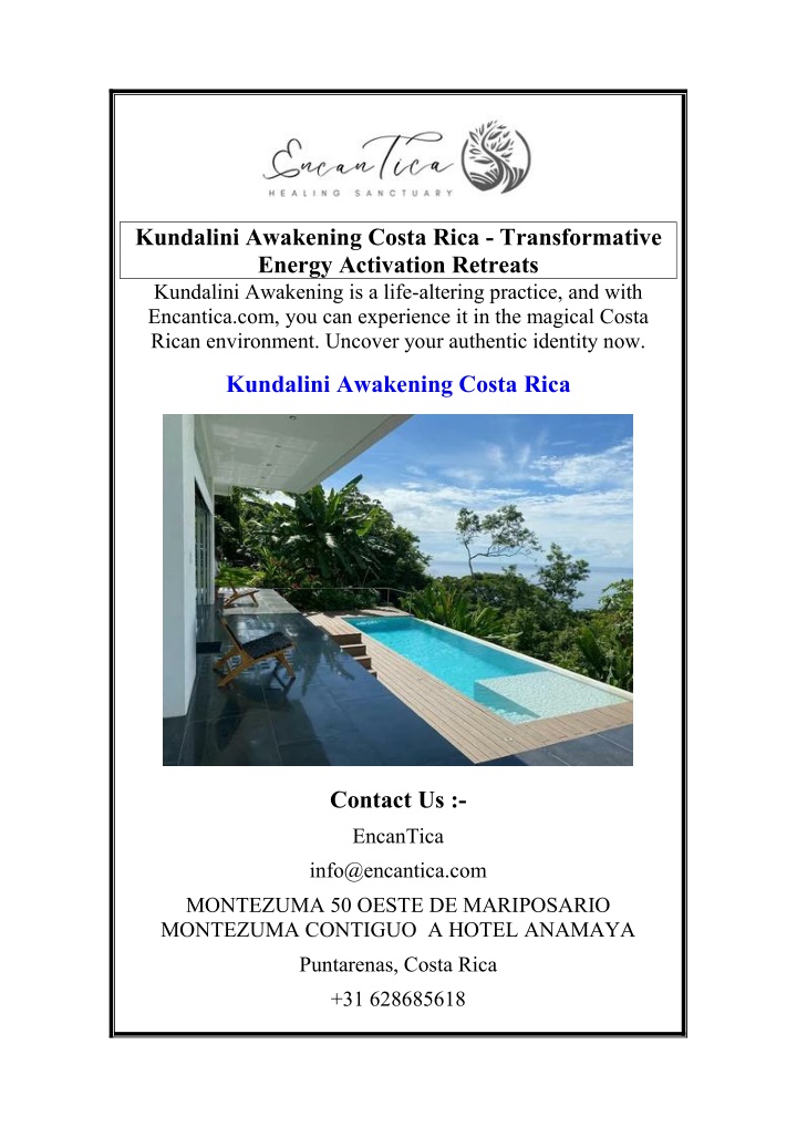 kundalini awakening costa rica transformative n.w