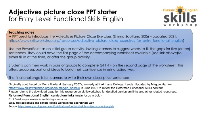Fun Adjectives Picture Cloze Activities for English Learners