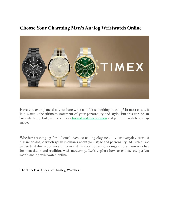choose your charming men s analog wristwatch n.w