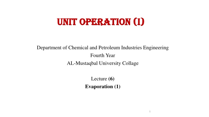 Evaporation in Chemical and Petroleum Industries