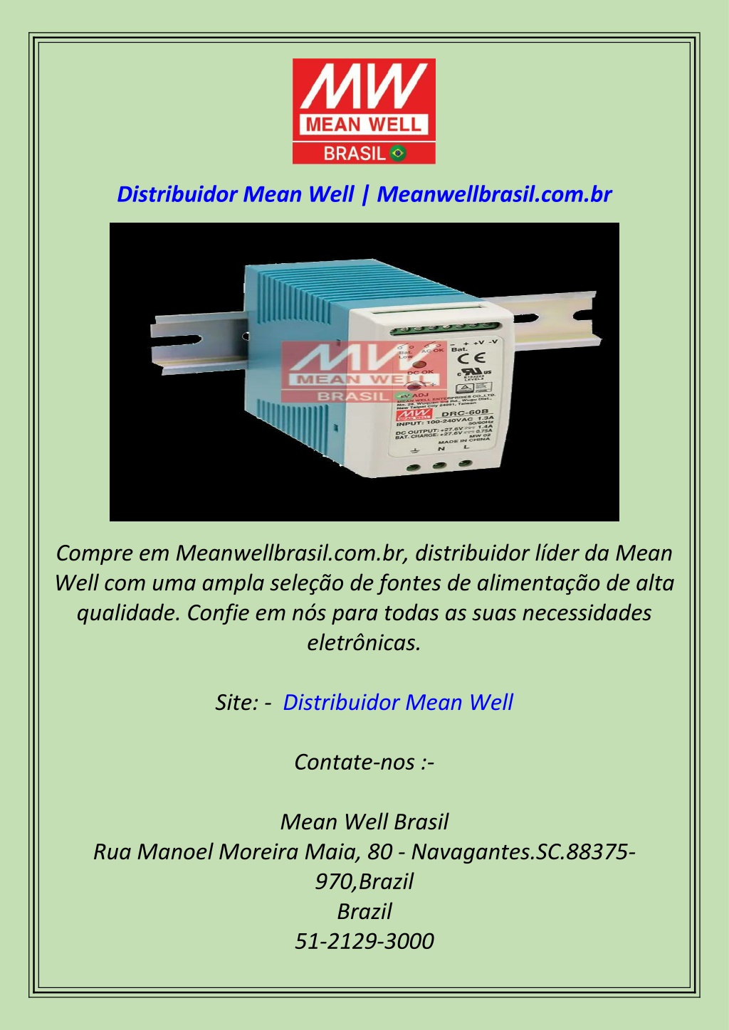 distribuidor mean well meanwellbrasil com br l.w