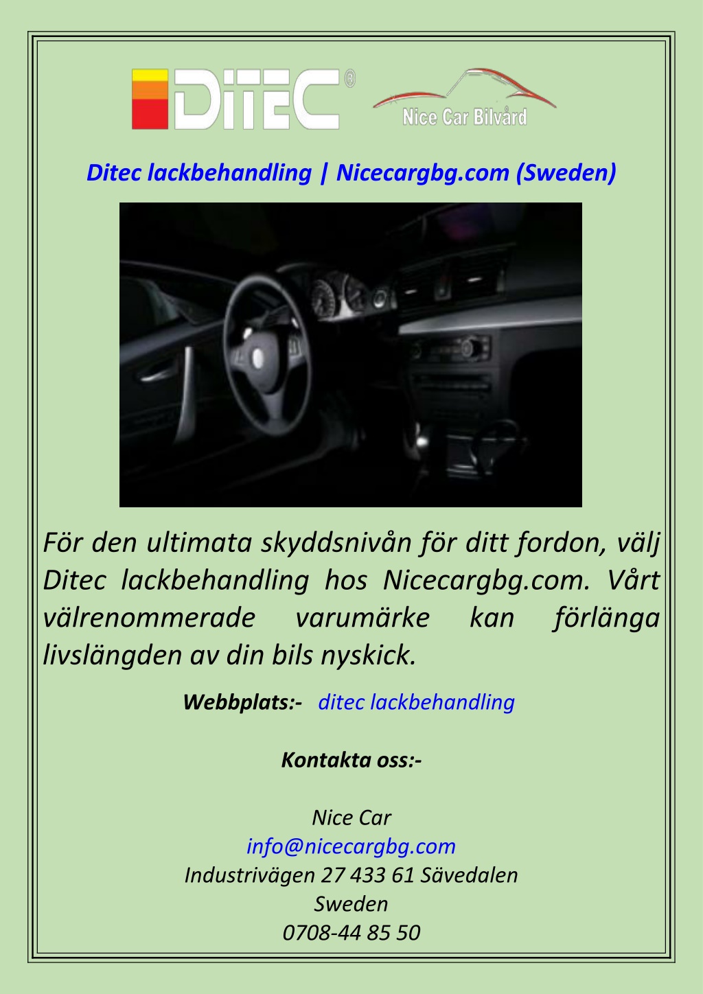 ditec lackbehandling nicecargbg com sweden l.w