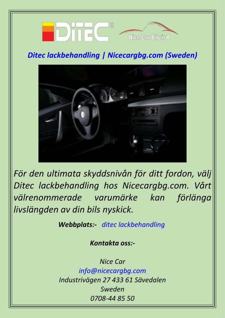 ditec lackbehandling nicecargbg com sweden n.w