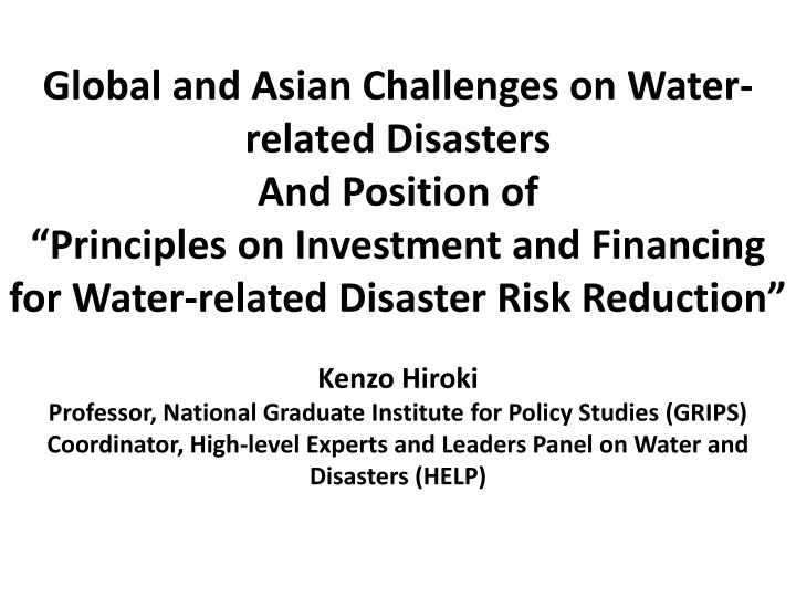 Challenges and Solutions in Water-Related Disasters
