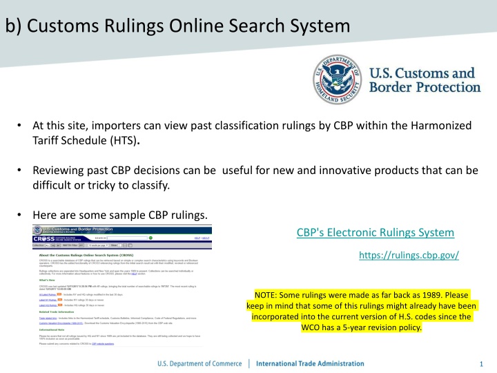 CBP Rulings Online: Explore Classification Decisions for Imports