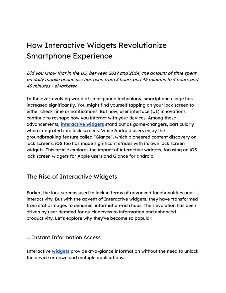 how interactive widgets revolutionize smartphone n.w