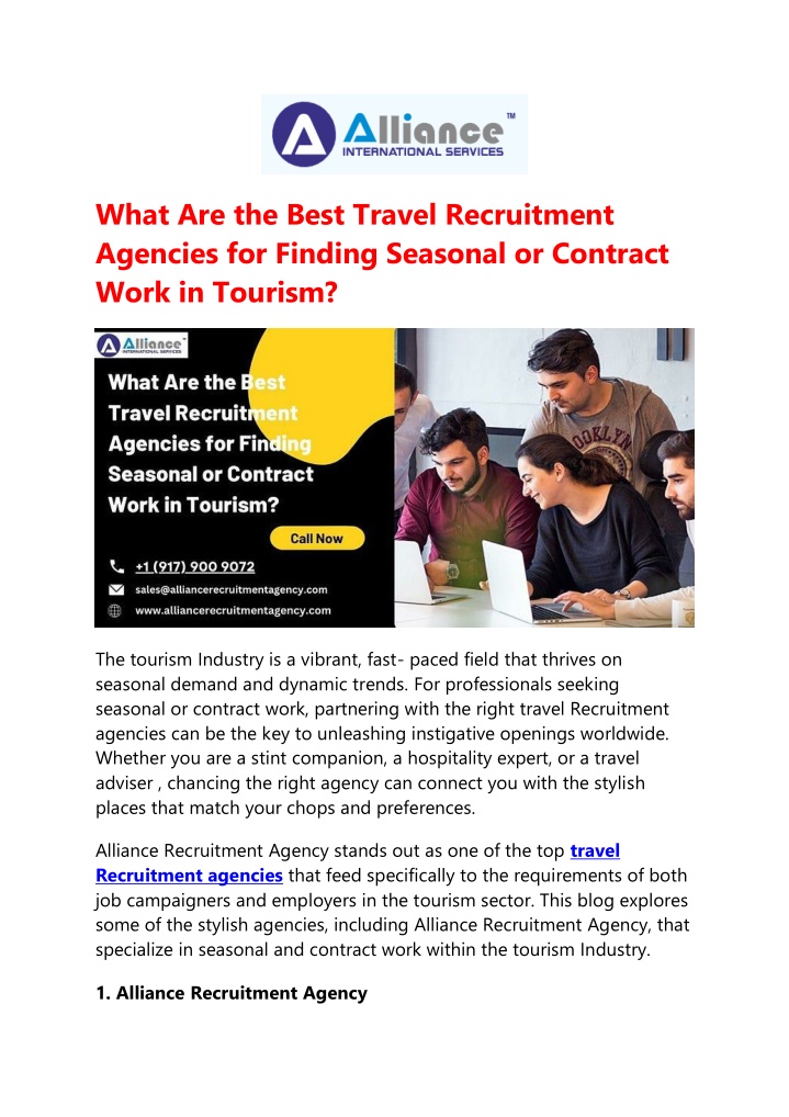 what are the best travel recruitment agencies n.w