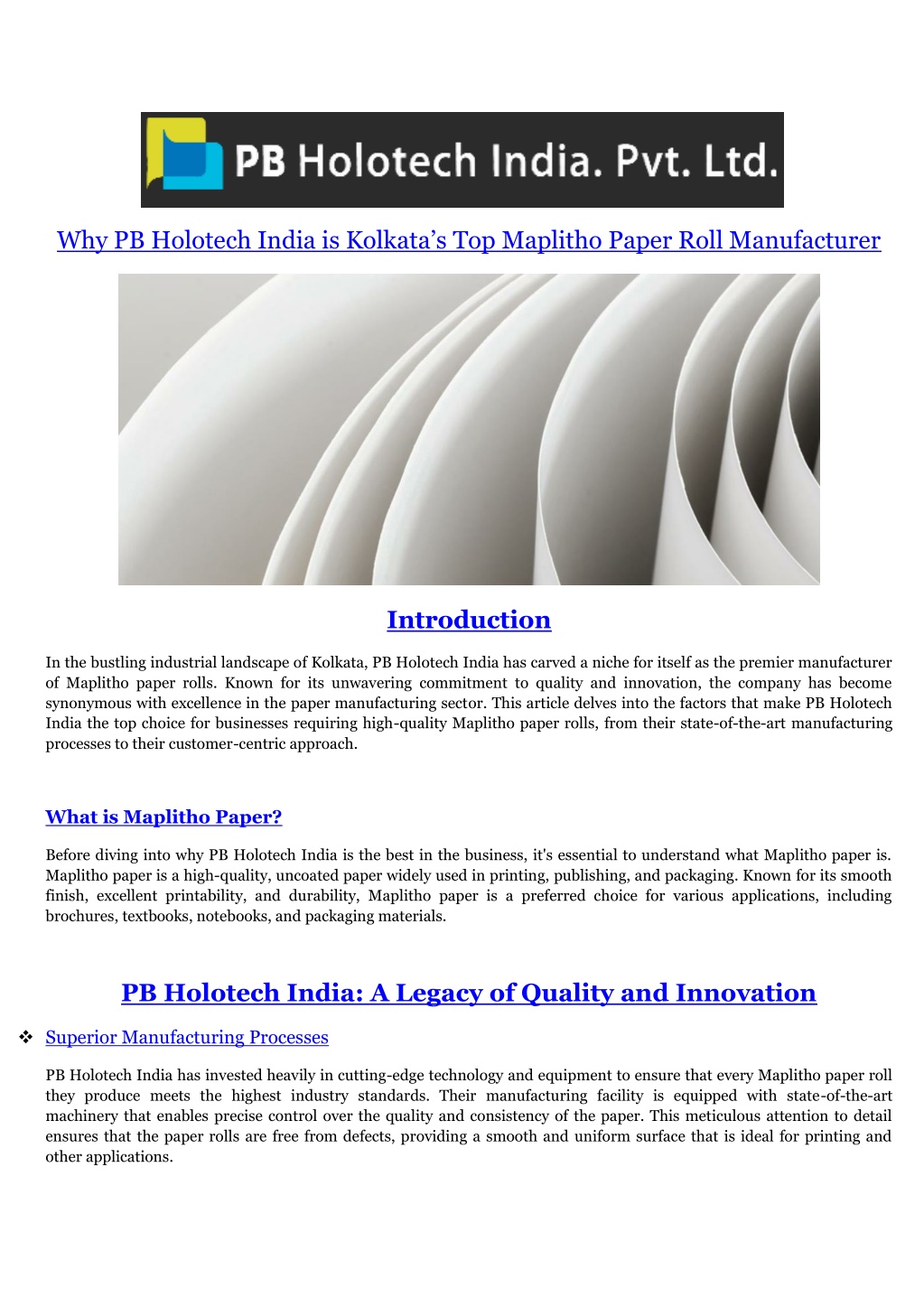 why pb holotech india is kolkata s top maplitho l.w