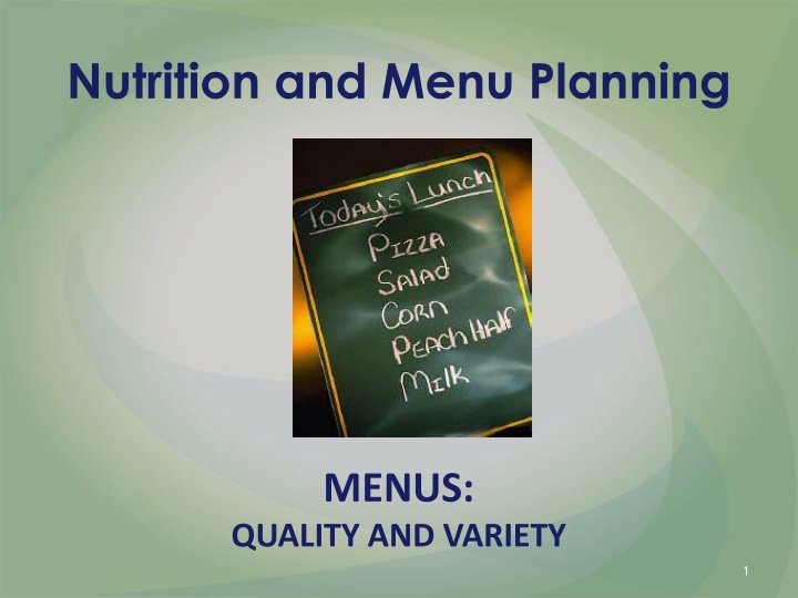 Promoting Nutritional Quality in Menus for Children