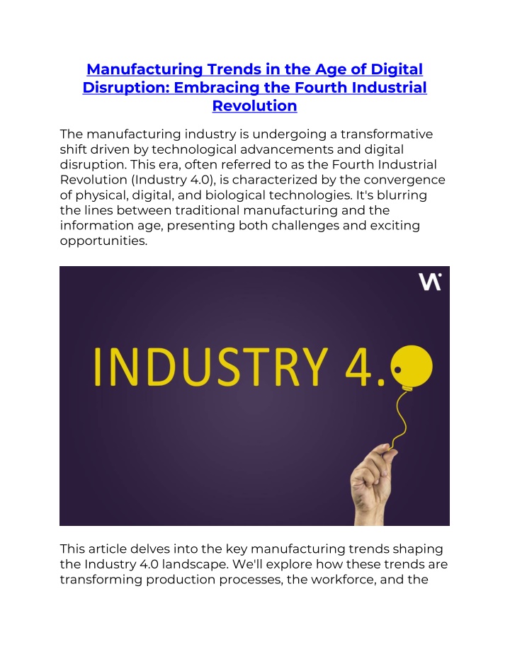 manufacturing trends in the age of digital n.w