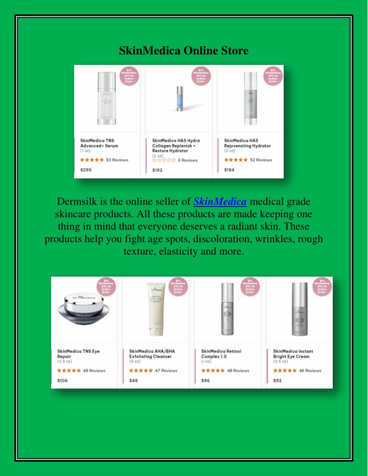 skinmedica online store n.w