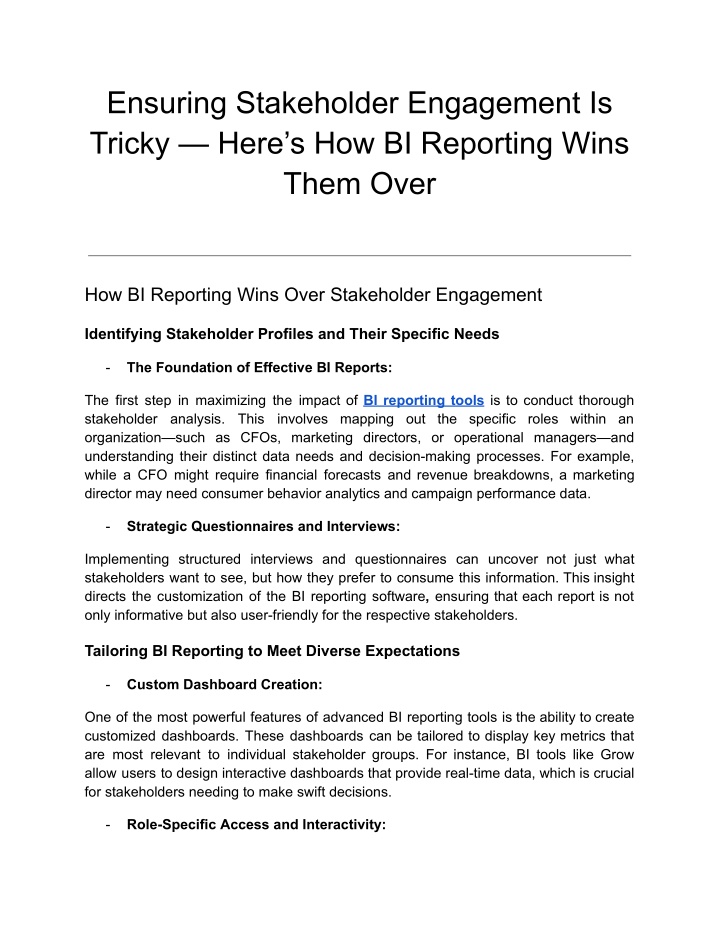 ensuring stakeholder engagement is tricky here n.w