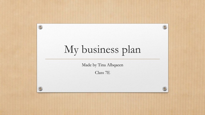 Young Entrepreneur's Business Plan for Sunny Stone Spa