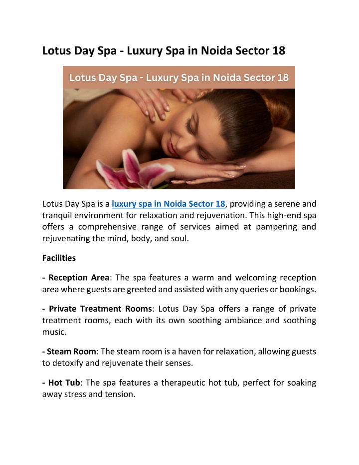 lotus day spa luxury spa in noida sector 18 n.w