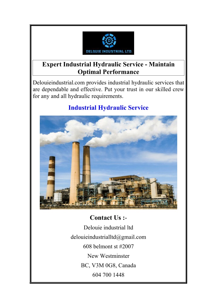 expert industrial hydraulic service maintain n.w