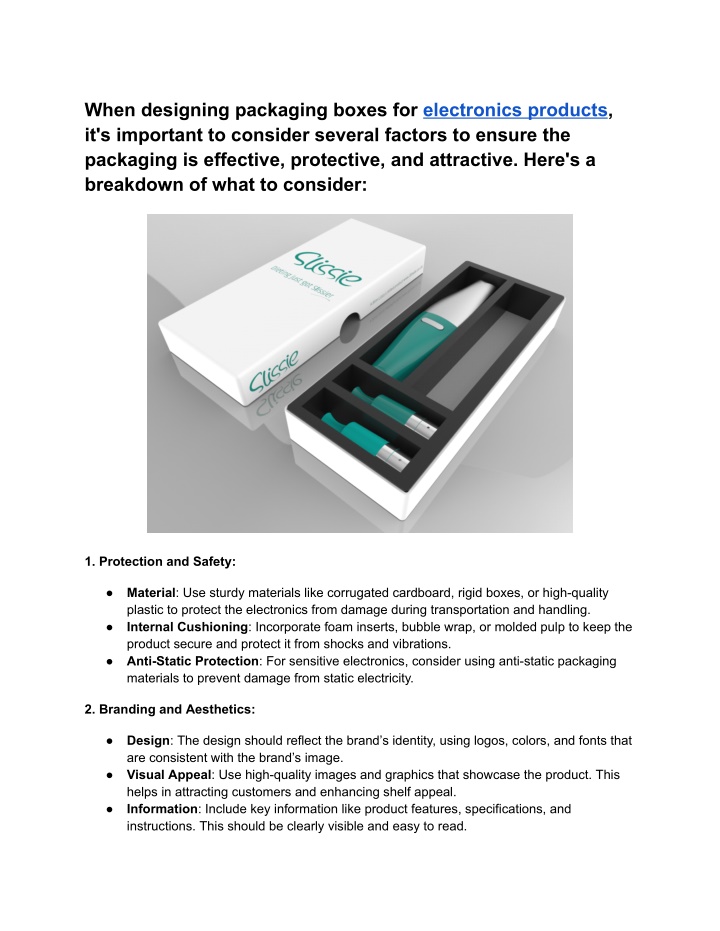 when designing packaging boxes for electronics n.w