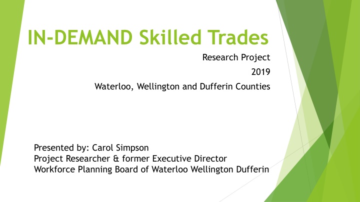Skilled Trades Research Project 2019 in Waterloo, Wellington, and Dufferin Counties