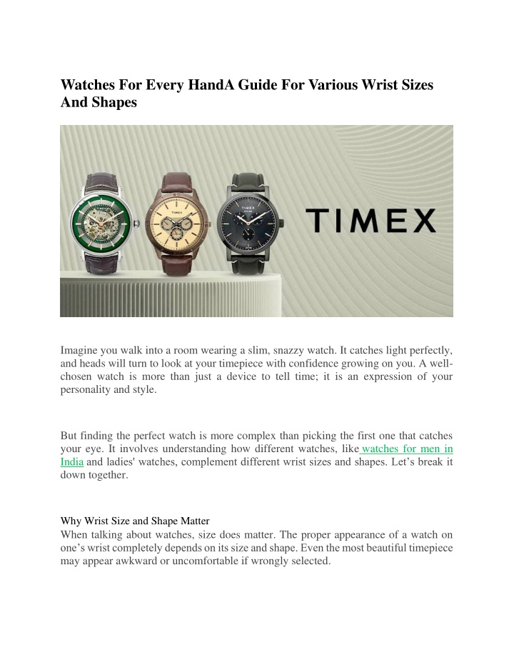 watches for every handa guide for various wrist n.w