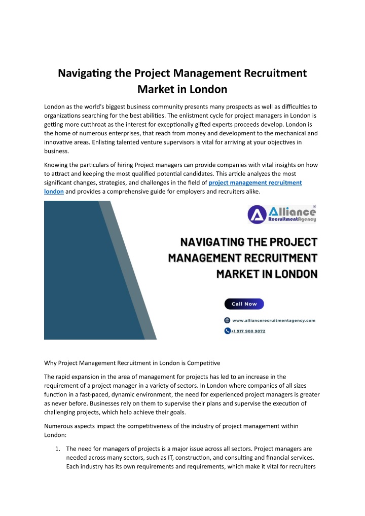navigating the project management recruitment n.w