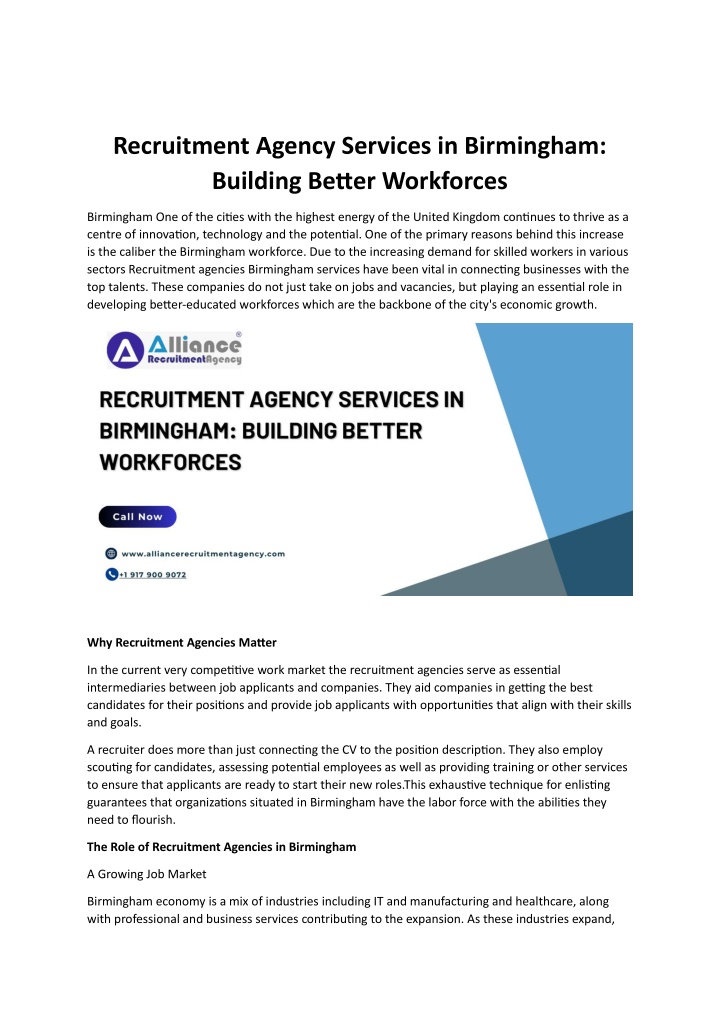 recruitment agency services in birmingham n.w