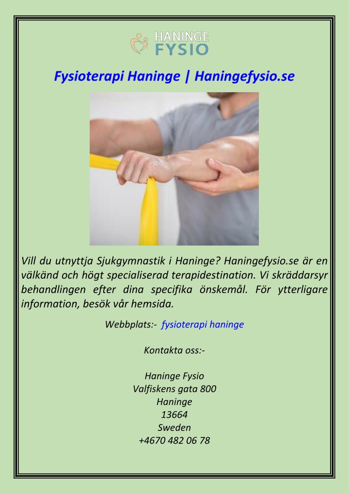 fysioterapi haninge haningefysio se n.w