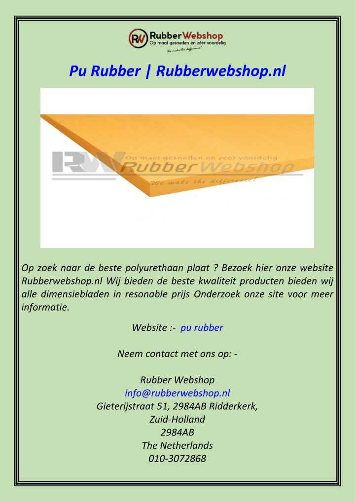 pu rubber rubberwebshop nl n.w