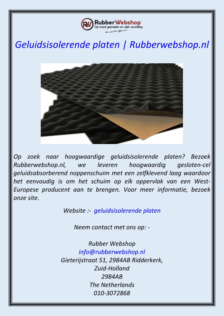 geluidsisolerende platen rubberwebshop nl n.w