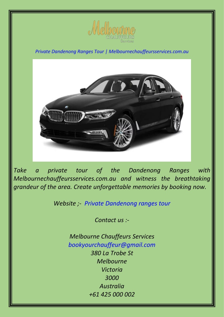 private dandenong ranges tour n.w