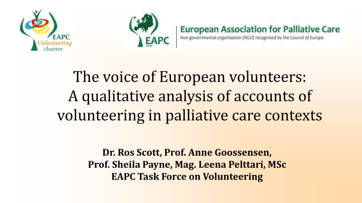 European Volunteer Voices in Palliative Care: A Qualitative Analysis