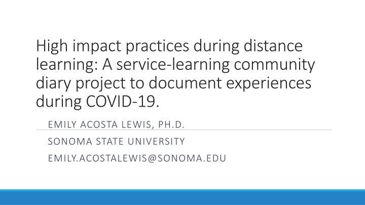 Service-Learning Community Diary Project During COVID-19