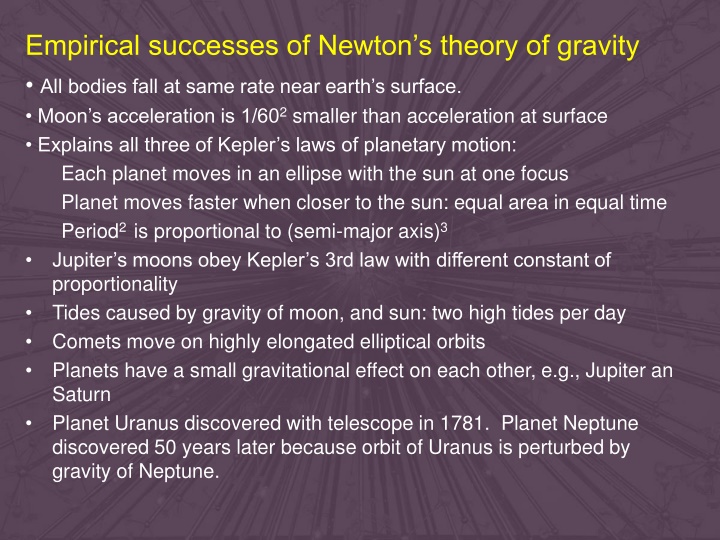 Empirical Successes of Newton's Theory of Gravity