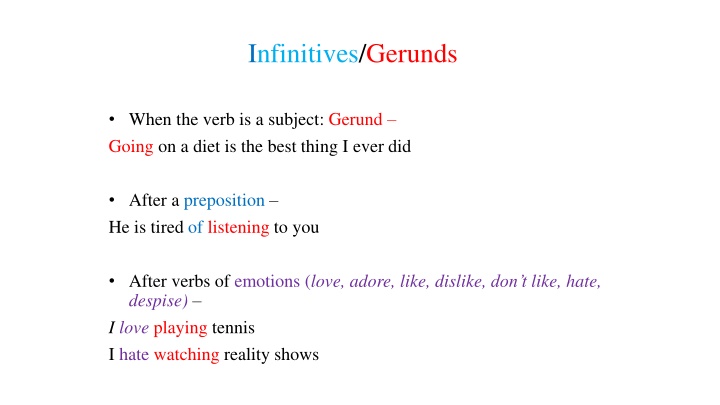 Infinitives and Gerunds in English Grammar