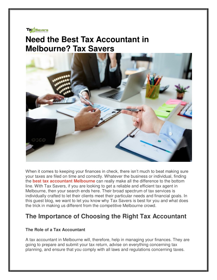 need the best tax accountant in melbourne n.w