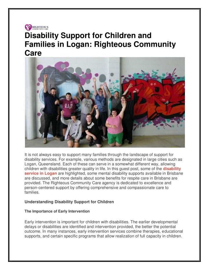 disability support for children and families n.w