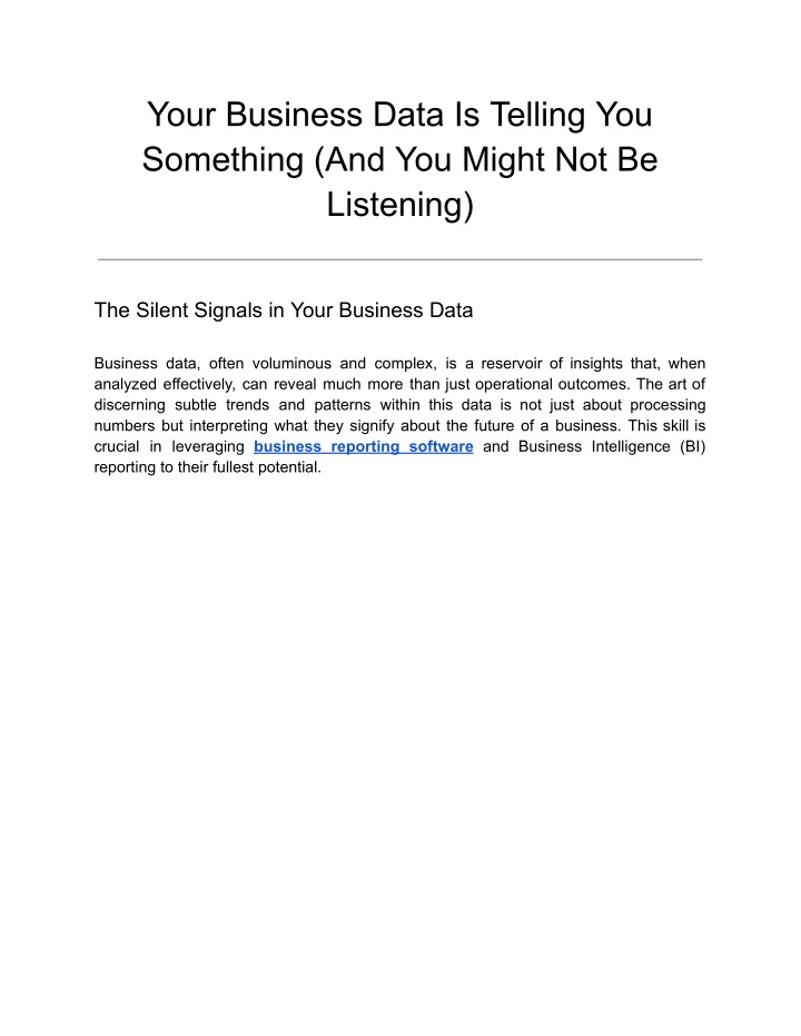your business data is telling you something n.w