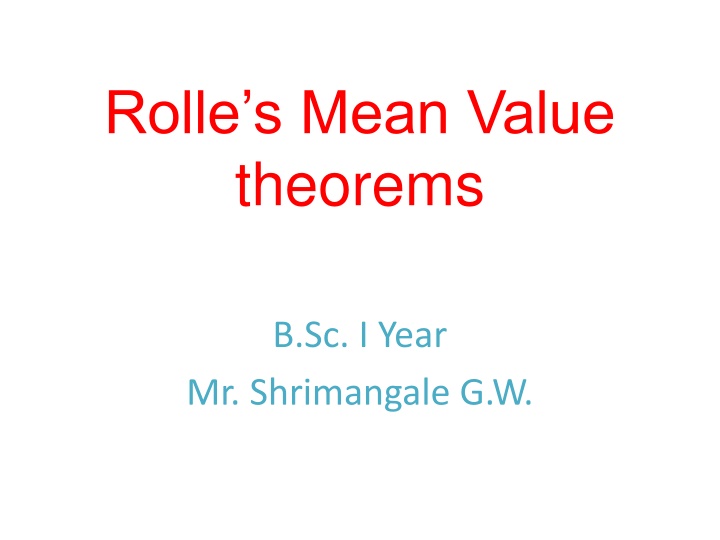 Rolle's Mean Value Theorem in Calculus
