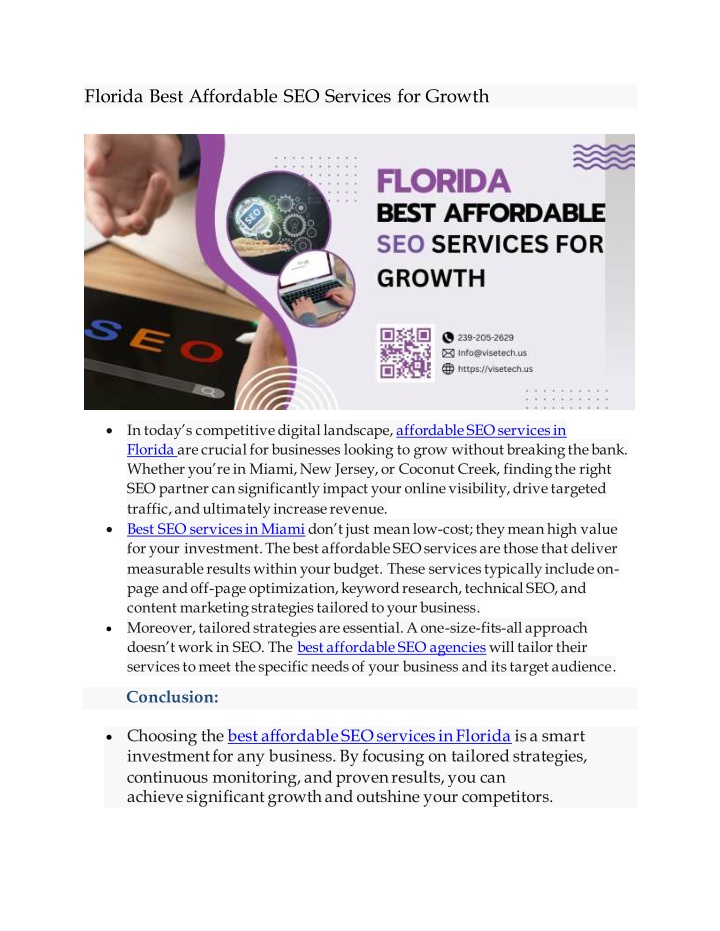 florida best affordable seo services for growth n.w