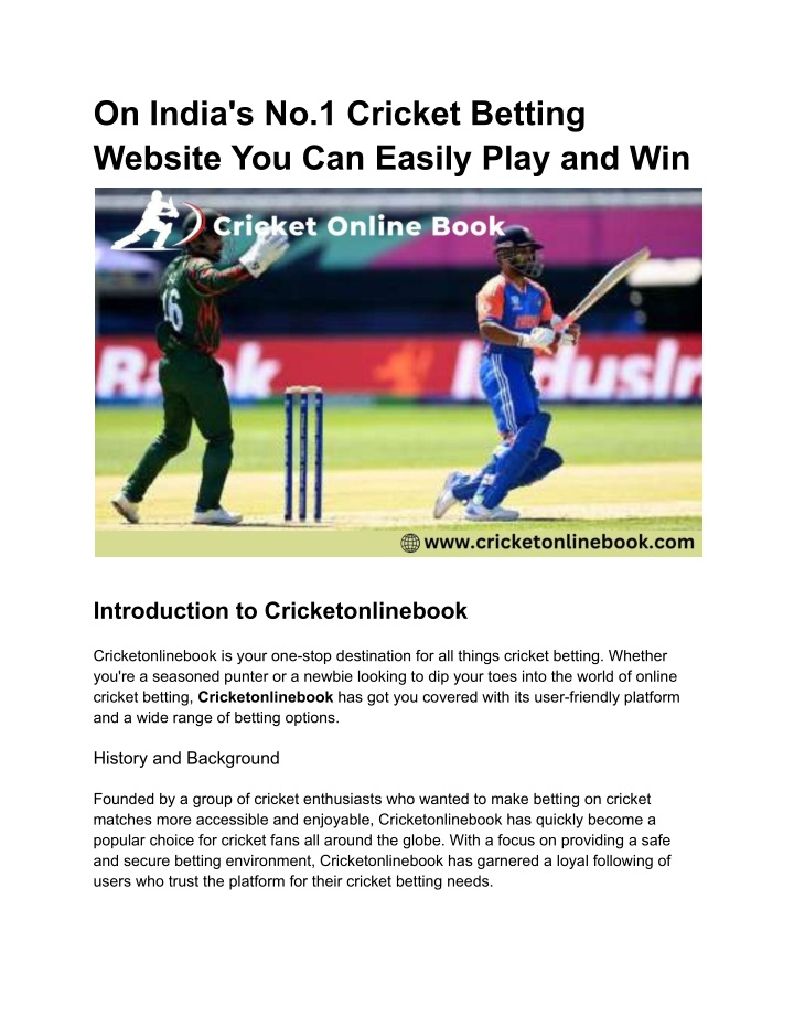 on india s no 1 cricket betting website n.w