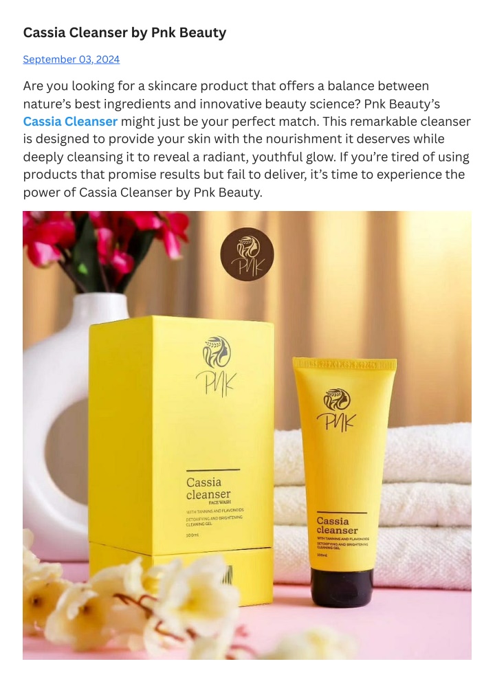 cassia cleanser by pnk beauty n.w