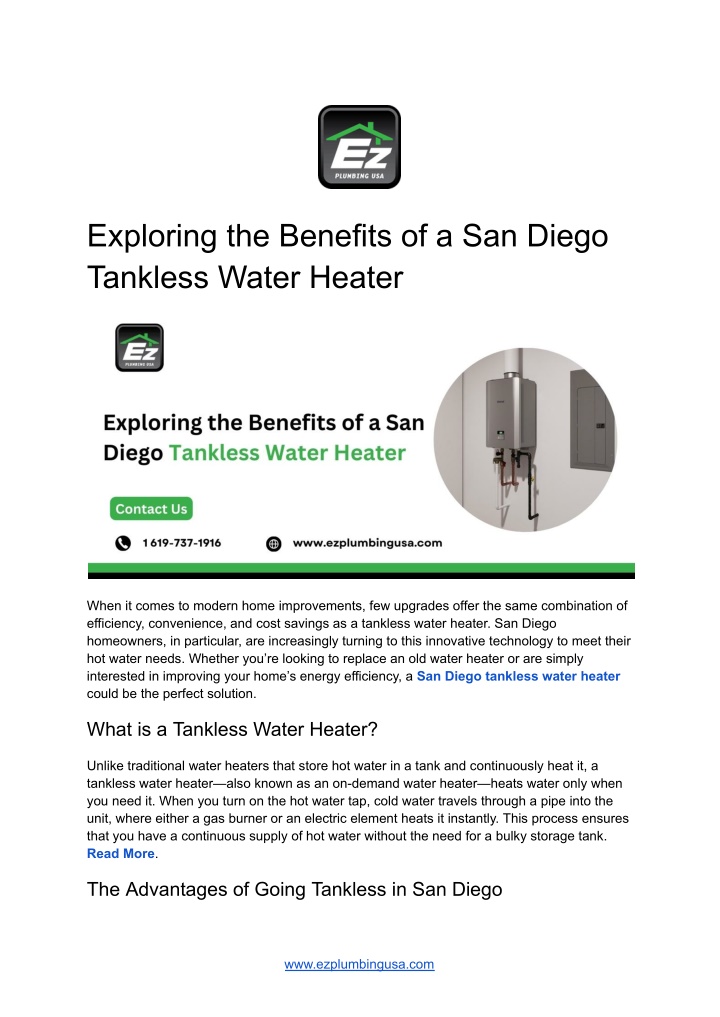 exploring the benefits of a san diego tankless n.w