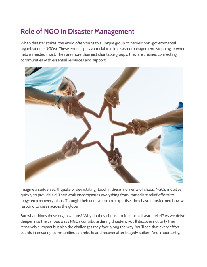 role of ngo in disaster management n.w