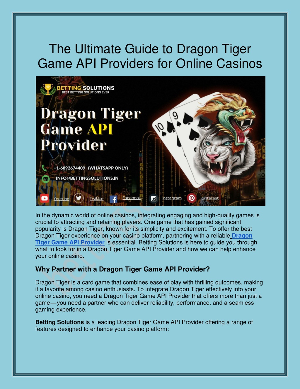 the ultimate guide to dragon tiger game l.w